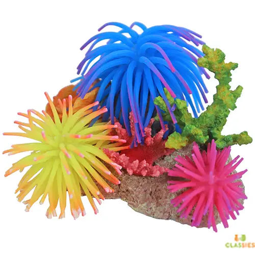 Boon Aqua Deco Ornament Siliconenbloemen met Rots en Schelp 15x12x12 cm Classies