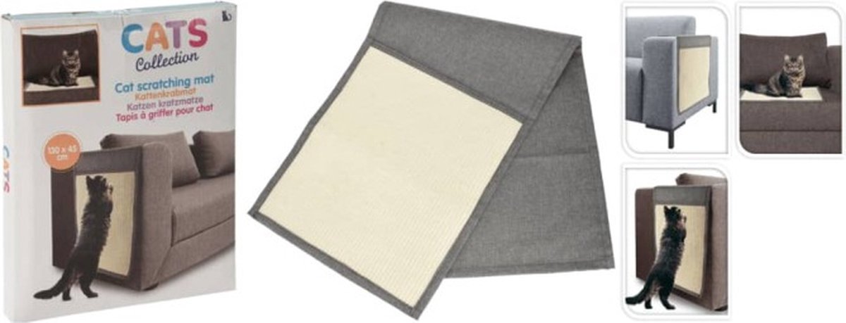 Pets Collection Tapis griffoir pour chat 130x45 cm gris