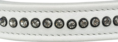 Trixie Halsband Hond Active Comfort Met Strass Steentjes Leer Wit 20 - 24 cm - 12 mm