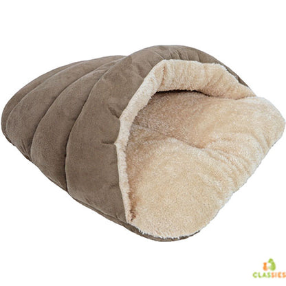 De Boon Pluche Slaapzak voor honden katten en knaagdieren - Bruin/Beige - 45 cm