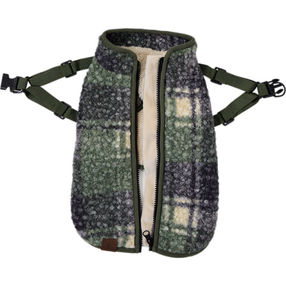 Jack and Vanilla Dogwalk Jacket Tartan - Hondenjas met Verstelbaar Harnas - Groen of Bruin - Verkrijgbaar in 7 maten