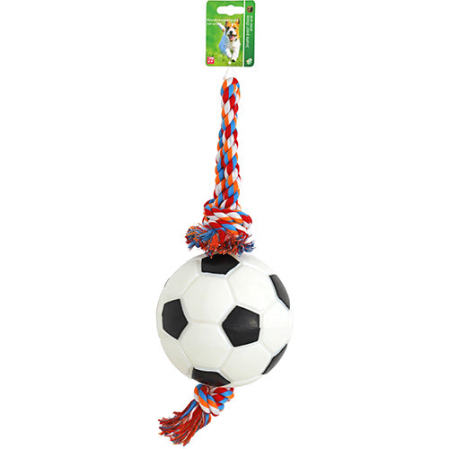 De Boon Hondenspeelgoed Voetbal TRP met Touwlus 17 cm