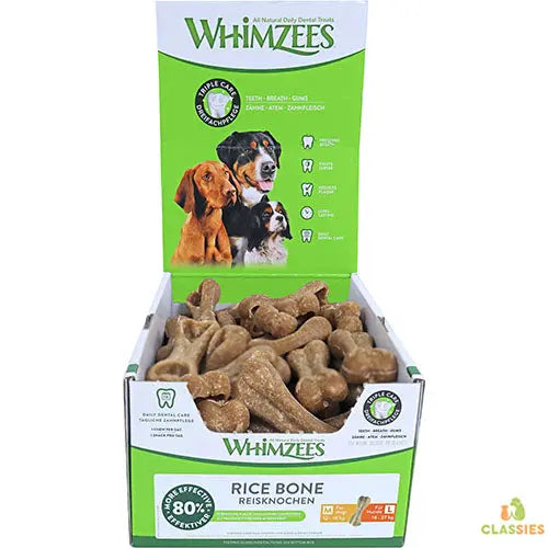 Whimzees Rijstbeen L - Kauwsnacks - Hond - 11,4cm - 50st (doos) Classies