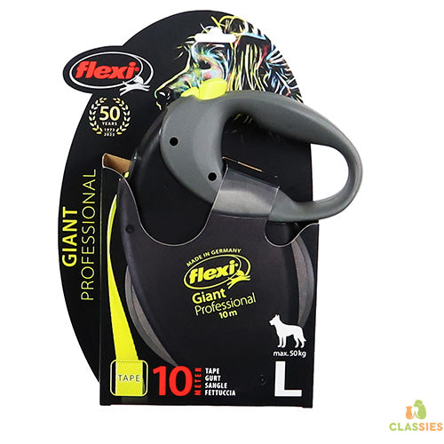 Flexi giant neon lint zwart/neon geel PRO/10m Classies