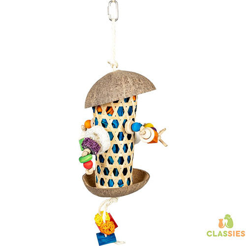 Duvoplus Vogelspeelgoed Forage Coco &amp; Bamboe Koker - 18x18x30 cm
