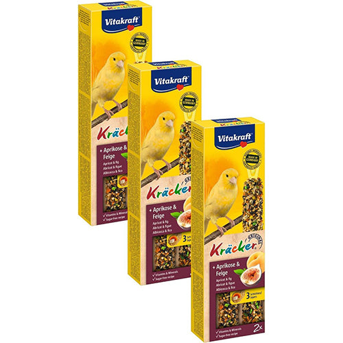 3x Vitakraft - Vogelsnack - abrikoos-vijg kräcker kanarie - 2in1