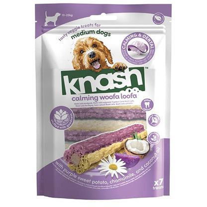 Knash woofa loofa calming - paarse zoete aardappel - kamille - zak a 7 stuks - S of M