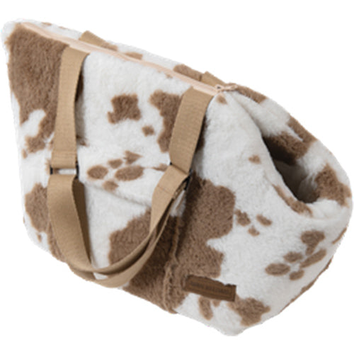 Animal Boulevard Cow Plush Draagtas Wit/Mokka - Verkrijgbaar in 2 maten