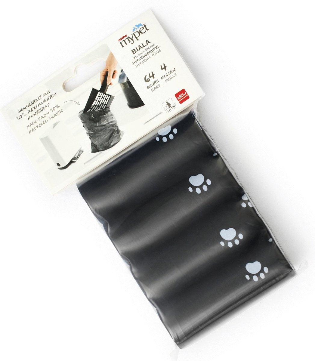 Rotho Biala - Hygienebeutel - Schwarz - 4 Rollen à 16 Stück
