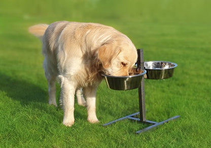 Voederstandaard H-model met  slowfeeder bot hamerslag 24 cm