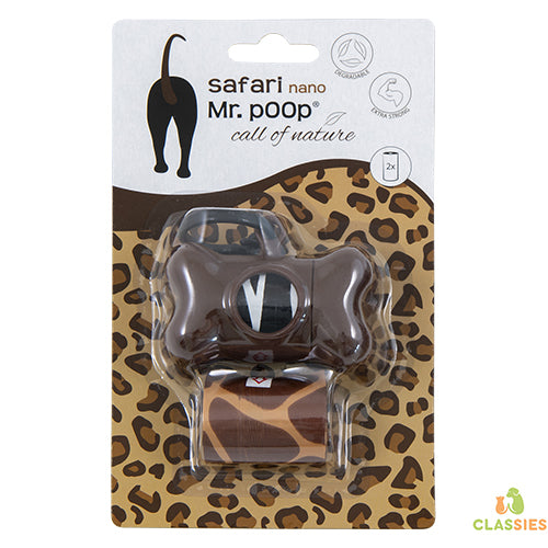 Porte-sac à crottes Mr Poop motif safari + 2 rouleaux