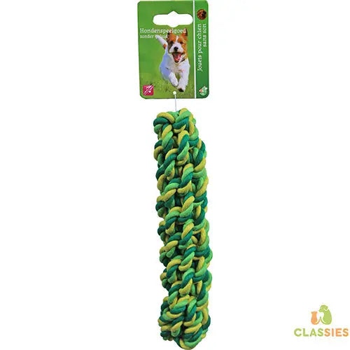 Boon Hondenspeelgoed Touwstick uit Katoen - Groen/Geel 22 cm Classies