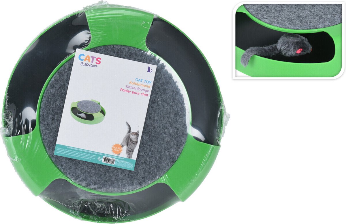 Cats Collection - Kattenspeelmolen met Speelmuis en Krabmat - Rond - 25 cm