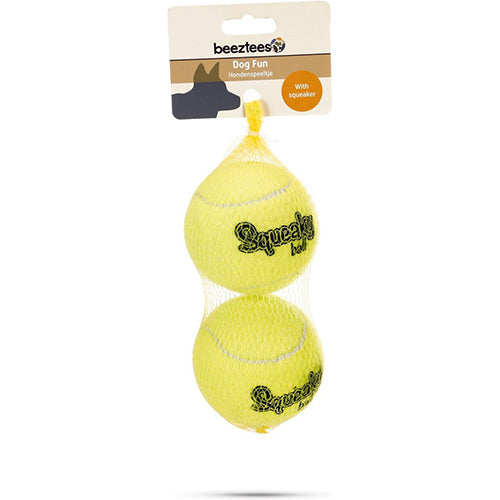 Beeztees Tennisbal+Pieper - Hondenspeelgoed - 8 cm - 2 stuks