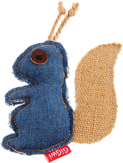Gigwi Catch Scratch Jeans Eekhoorn - Kattenspeelgoed met Kattenkruid - 9 cm
