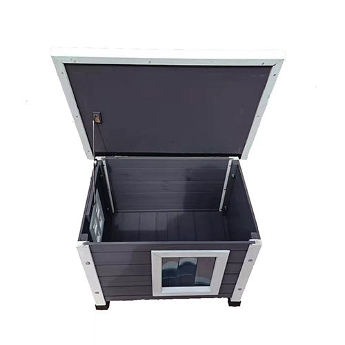 Kattenhuis Grijs/Wit XL: 68,5 × 54 × 51,5 cm — Ingang: 20 × 30 cm