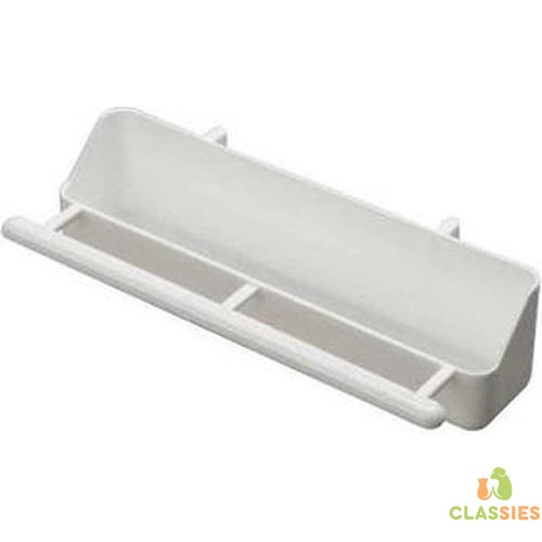 Volière voerbak+haak wit 18 x 4 cm