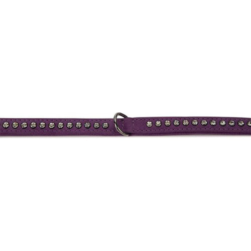 Beeztees Buffalo Leren Halsband met Strass - Paars - 35 cm x 17 mm