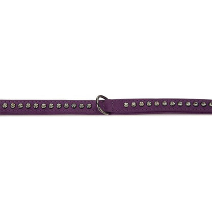 Beeztees Buffalo Leren Halsband met Strass - Paars - 35 cm x 17 mm