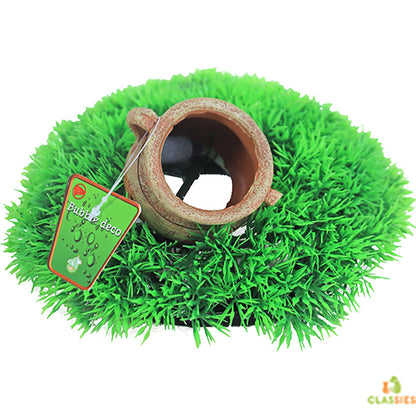 Boon Aqua Deco Ornament bubbel - Green Moss Plant en Pot met Uitstromer - 21×21x9,5 cm