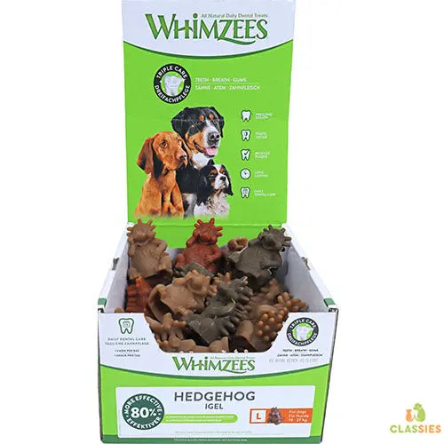 Whimzees hedgedog assorti, large in displaydoos Classies