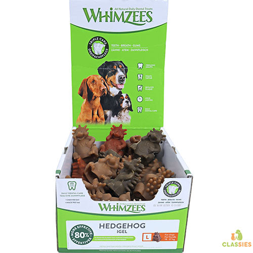 Whimzees hedgedog assorti, large in displaydoos