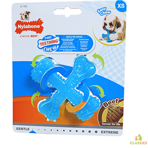 Nylabone Puppy Chew Teething X-Bone Rundssmaak XS