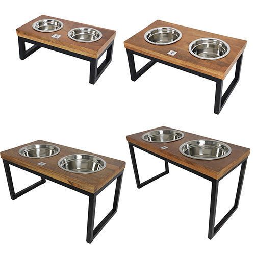 Boony Est 1941 Dinnerset Hout met Metalen Frame - Verhoogde Dubbele Voer en Drinkbak - Verkrijgbaar in 4 maten