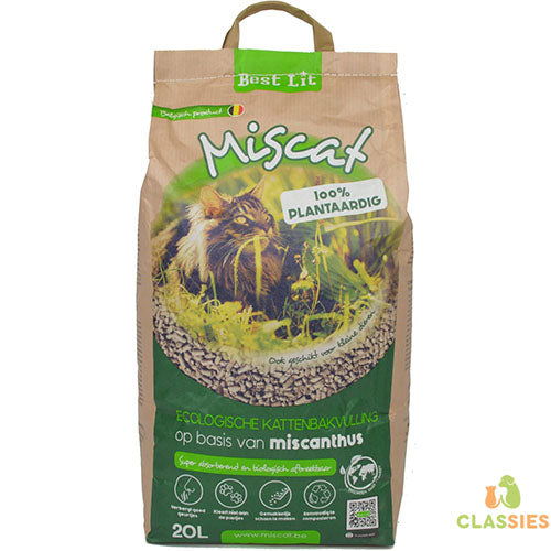 Best Lit kattenbakvulling Miscat plantaardig Miscanthus kattenbakstrooisel 20 L Classies