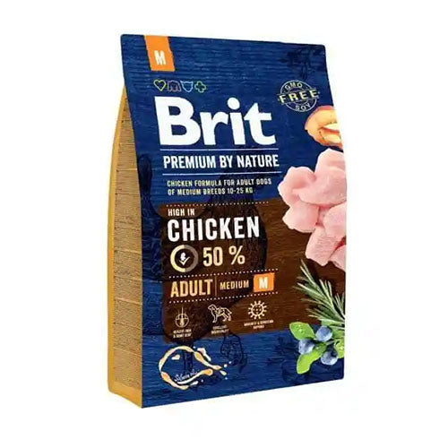 Brit Premium By Nature Adult M - Volledig Hondenvoer voor Volwassen Honden van Middelgrote Rassen van 10-25 kg - Verkrijgbaar in 3 of 15 kg