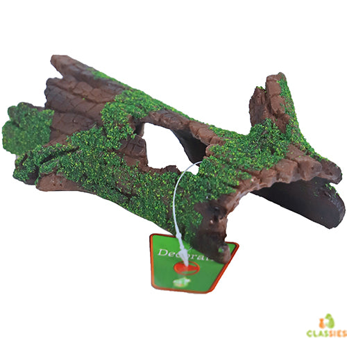 Boon Aqua Deco Ornament - Halve Boomstam met Mos - 19x10x6 cm