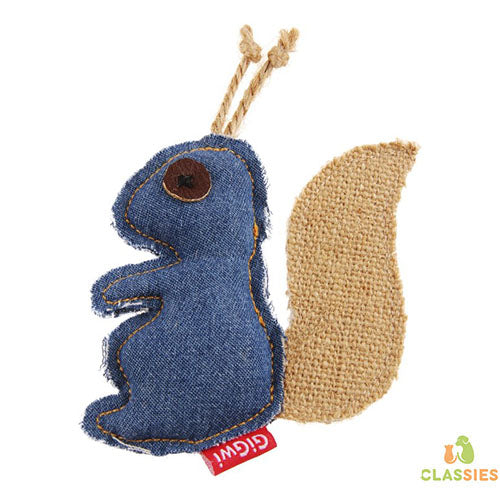 Gigwi Catch Scratch Jeans Eekhoorn - Kattenspeelgoed met Kattenkruid - 9 cm
