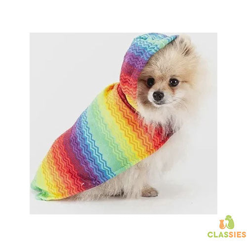 Croci LOS LOCOS Honden Badjas - Regenboog Kleuren - Afmetingen: 40 x 42 cm