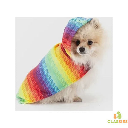 Croci LOS LOCOS Honden Badjas - Regenboog Kleuren - Afmetingen: 40 x 42 cm