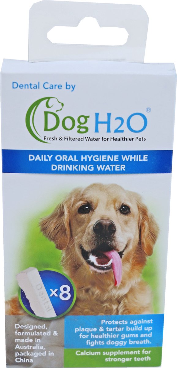 Cat H2O en Dog H2O dental care tabletten voor waterbak, pak a 8 stuks.