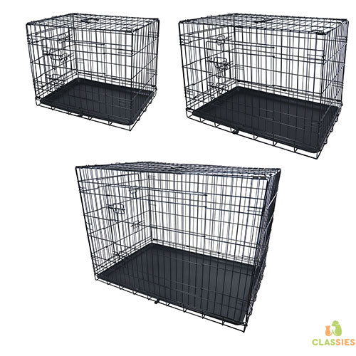 Cage pour chien - cage grillagée - 2 portes - noir