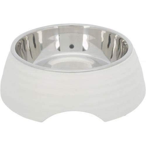 Trixie Honden Voerbak/Drinkbak - Melamine/ RVS - Wit - 400 ml - ø17 cm