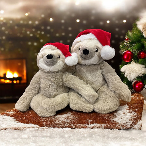 Kerstknuffel pluche luiaard beige 32 - 40 cm
