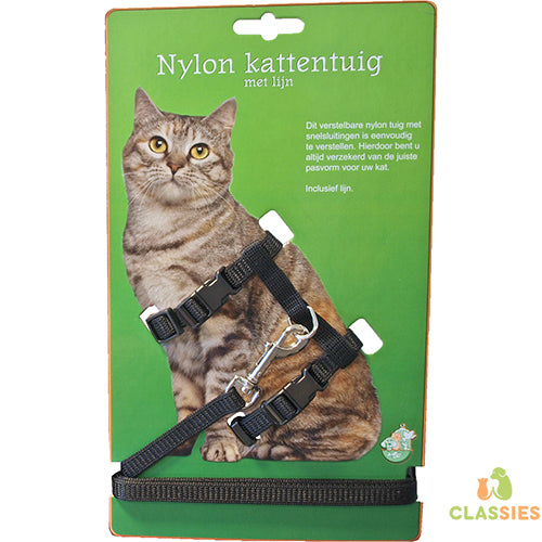 Boony kattentuig nylon met lijn zwart of rood