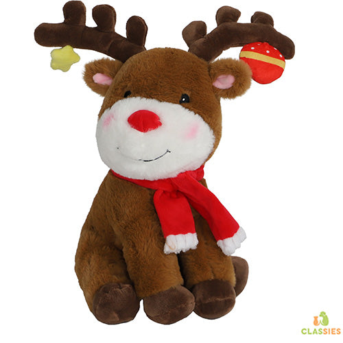 Boon hond kerstspeelgoed rendier+bel+piep bruin 25cm