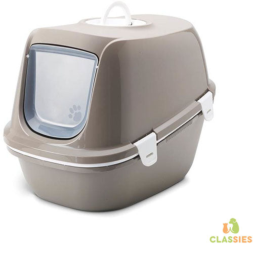 Savic XL Katzentoilette Reina mit Sieb, 64 x 46 x 48 cm, warmes Grau