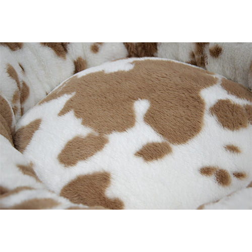 Animal Boulevard Classic Cow Plush Ronde Hondenmand - Kattenmand - Superzacht, Wasbaar &amp; Anti-Slip - Ø60 cm