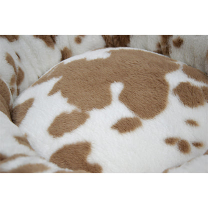 Animal Boulevard Classic Cow Plush Ronde Hondenmand - Kattenmand - Superzacht, Wasbaar &amp; Anti-Slip - Ø60 cm