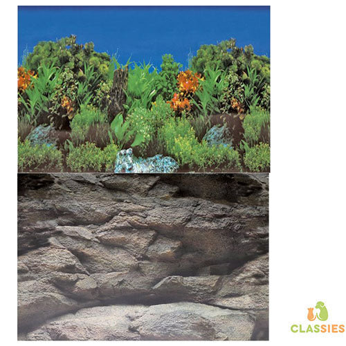 SuperFish Deco Poster 2 zijdes - Rots / Plant - Aquariumposter - 120X49 cm Classies