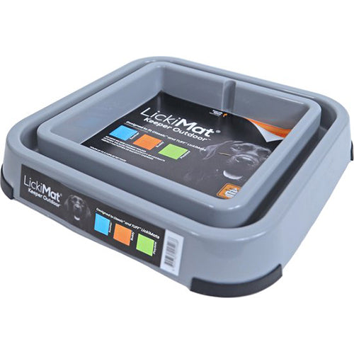 Licki Mat outdoor keeper - Voederbak/Voederbakhouder voor LickiMat anti-schrok - Voor buiten - Grijs - 31 cm