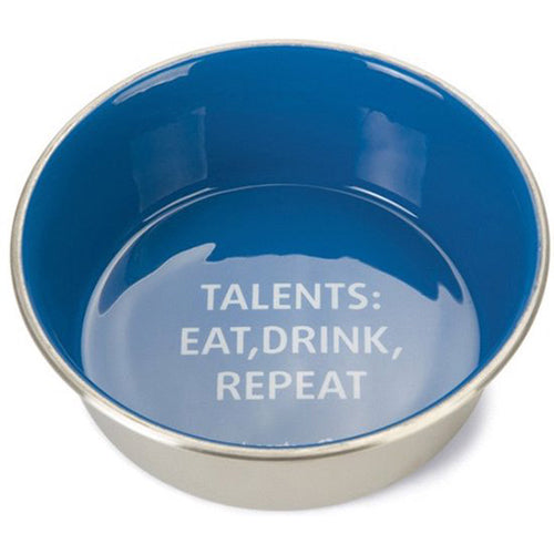 Beeztees RVS Voerbak/Drinkbak Talents - Blauw - 16x16x5 cm